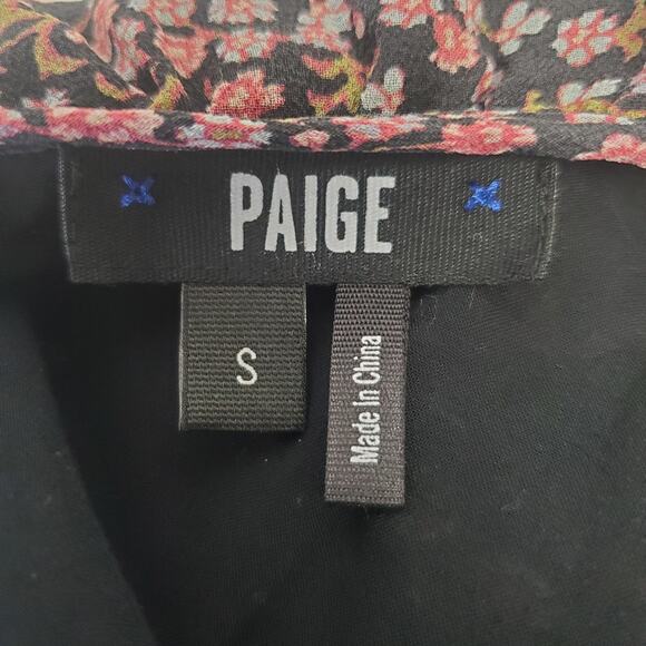 PAIGE Carmine Woodstock Floral Silk Dress Women's Size Small Cold Shoulder Mini - Picture 4 of 8